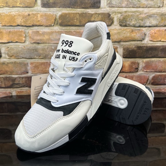 New Balance 998 Made in USA Men's Size 9.5 White Black XU998TI